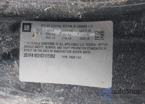 2012 Chevrolet Camaro Ls из США, поврежденный, VIN 2G1FA1E31C9155952